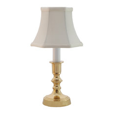 Round Base Accent Lamp, Polished Brass and Off-White