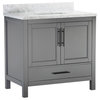 Kendall Gray Bathroom Vanity, 36", Vanity With Top