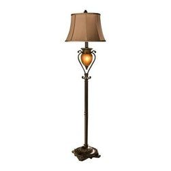 Amber Ribbed Pendant Floor Lamp - Floor Lamps