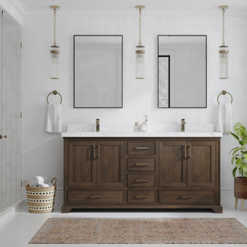 Willow Collections Charlotte Solid Teak wood Bathroom Vanity Set Distressed Gra