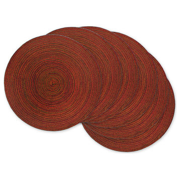 DII Variegated Red Round Polypropylene Woven Placemat, Set of 6