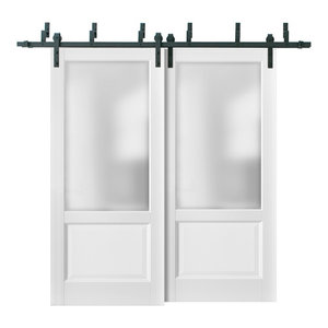 Double Barn Doors 13ft Hardware Lucia 31 Matte White Panel