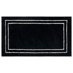 Mohawk Home - Mohawk Home Corona Knitted Bath Rug, Black/White, 2' x 3' 4" - Refresh the bath spaces around your home with this essential bath collection featuring a stylish classic bordered design. Fit for a spa, these plush bath rugs offer everyday durability, sumptuous softness, and exquisite style in a variety of versatile sizes and colors to bring any bath space to life. Designed to hold up under heavy wear and tear, these resilient bath rugs offer advanced soil, stain, fade, and skid protection - the perfect choice for high-traffic areas.