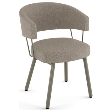 Amisco Corey Dining Chair, Beige & Brown Woven Polyester/Gray Metal