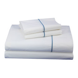 Thread Experiment - Blue Embroidered Solid Sheet Set, California King - Sheet And Pillowcase Sets