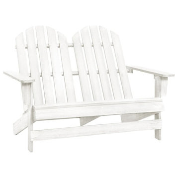 vidaXL 2-Seater Patio Adirondack Chair Outdoor Furniture Solid Wood Fir White