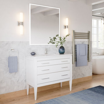 The Julia Bathroom Vanity, White, 36", Single Sink, Freestanding