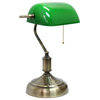 Simple Designs Executive Banker's Desk Lamp, Glass Shade, Green, Antique Nickel