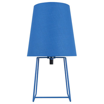 Aspen Creative 40172-71, 13" High Metal Accent Table Lamp, Blue Painted Finish