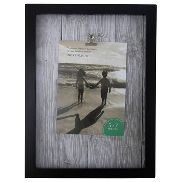 Black and White Picture Frame With Clip- 5" x 7"