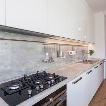 White kitchen with beautiful view