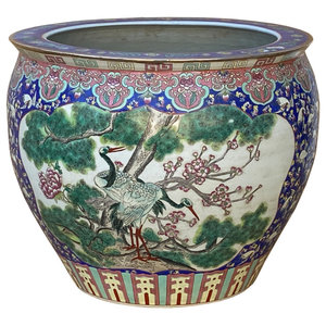 Beautiful Round Celadon Crackle Porcelain Pot Lion Brass Ormolu Accents 9.5" 