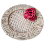 Artifacts Trading Company - Artifacts Rattan™ Open Weave Charger, White Wash, 13"x13" - Dimensions: 13"x13"x1" (inches)