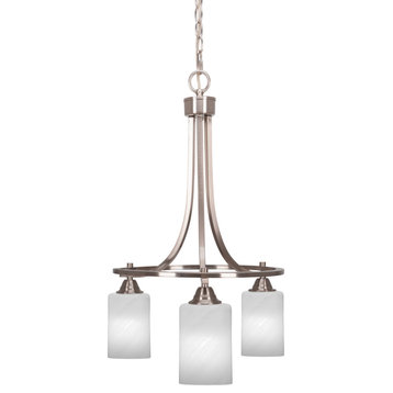 Paramount Downlight 3-Light Chandelier, Brushed Nickel, 4" White Marble Glass