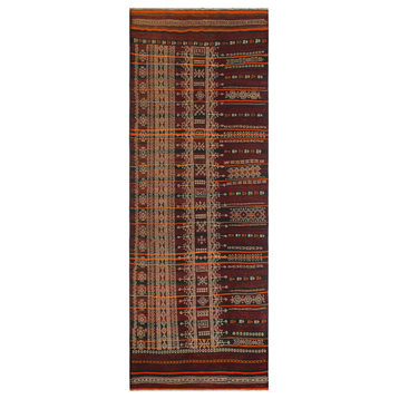 Rustic Vintage Kilim Mindi Hand-Woven Area Rug - 4'1'' x 11'2''