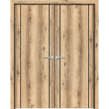 Solid French Double Doors 48 x 84 | Planum 0017 Oak with