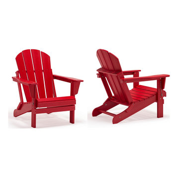 Westin Trends-Outdoor Folding Poly Adirondack Chair (Set of 2), Red