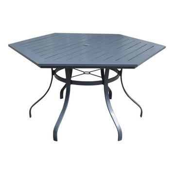 Santa Fe 60" Aluminum Slat Table in Hexagon Shape
