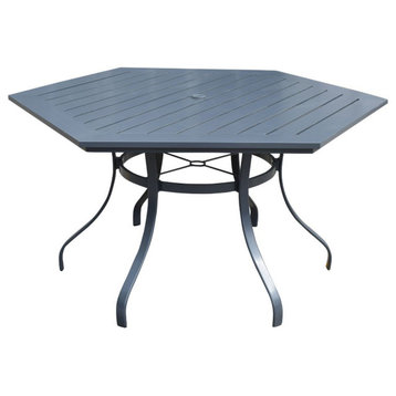 Santa Fe 60" Aluminum Slat Table in Hexagon Shape
