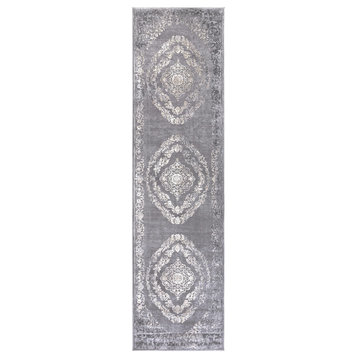 Battleview Aubosson High Low Gray Beige 6'7" x 9'6" Oval Area Rug