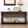 63" Farmhouse Style Wood Console Table with Three Drawers, Espresso