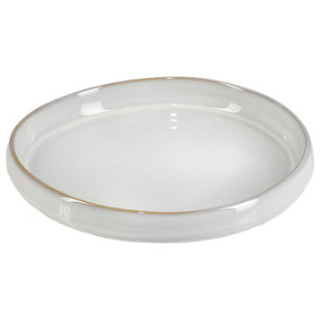 Serene Spaces Living Round White Ceramic Platter, in 2 Sizes, Small