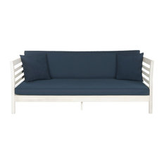 Safavieh Malibu Outdoor Day Bed, White and Navy