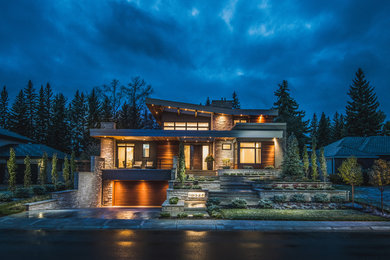 Transitional exterior home idea in Calgary