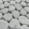 Pebble Stone Mosaic Tile Carrara White Marble River Rocks Tumbled, 1 sheet