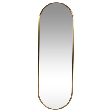 Maxton Contemporary Oval Wall Mirror, Brushed Brass