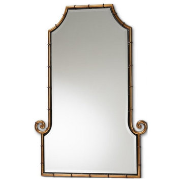 Bowery Hill Modern Gold Finished Metal Bamboo Inspired Accent Wall Mirror