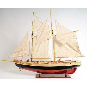 Bluenose II Painted L Wooden model sailing boat