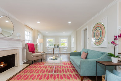 Trendy living room photo in New York
