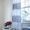 Organic Light Grey and White Horizontal Stripe Curtain Panel