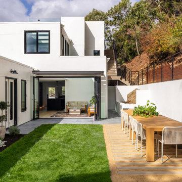 A Level Lawn and Dining Area Carved Into the Hillside