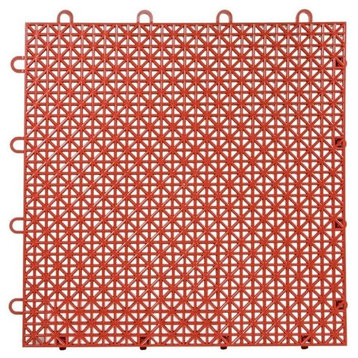 Quix 12" x 12" Interlocking Floor Tiles, 9 Pack, Red Clay