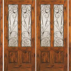 Prehung Double Door with Two Sidelites, Entry, Alder Twin Lite - Front Doors