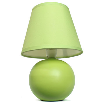 Simple Designs Mini Ceramic Globe Table Lamp, Green
