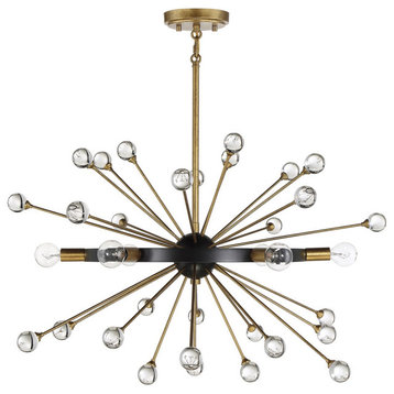 Savoy House Ariel 6-Light Chandelier 1-1857-6-62, Como Black With Gold