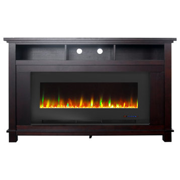 Winchester Electric Fireplace TV Stand and Crystal Rock Display, Mahogany