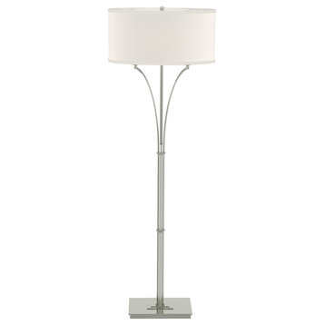 Contemporary Formae Floor Lamp, Sterling, Flax Shade