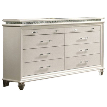 Wooden Dresser with 6 Drawers, Pearl White