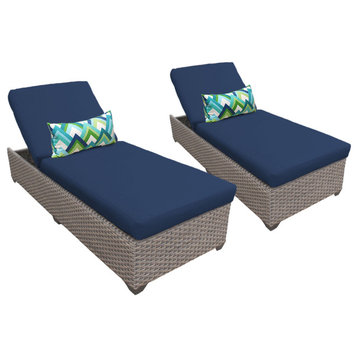 Monterey Chaise Set of 2 Outdoor Wicker Patio Furniture Navy