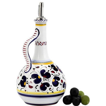 Olive Oil Bottle ORVIETO ROOSTER Deruta Majolica Blue Ceramic