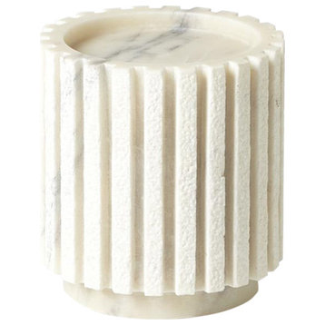 Channel Pillar Holder, White Marble, Small
