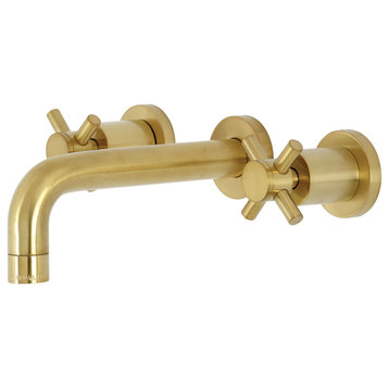 Kingston Brass KS8127DX 2-Handle Wall Mount Bathroom Faucet, Brushed Brass