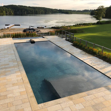 vanishing edge spa + granite decking