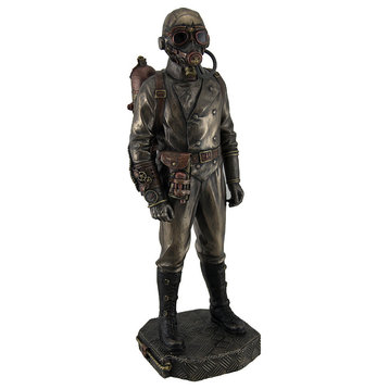Steampunk Aeronaut Metallic Antique Bronze Finish Statue