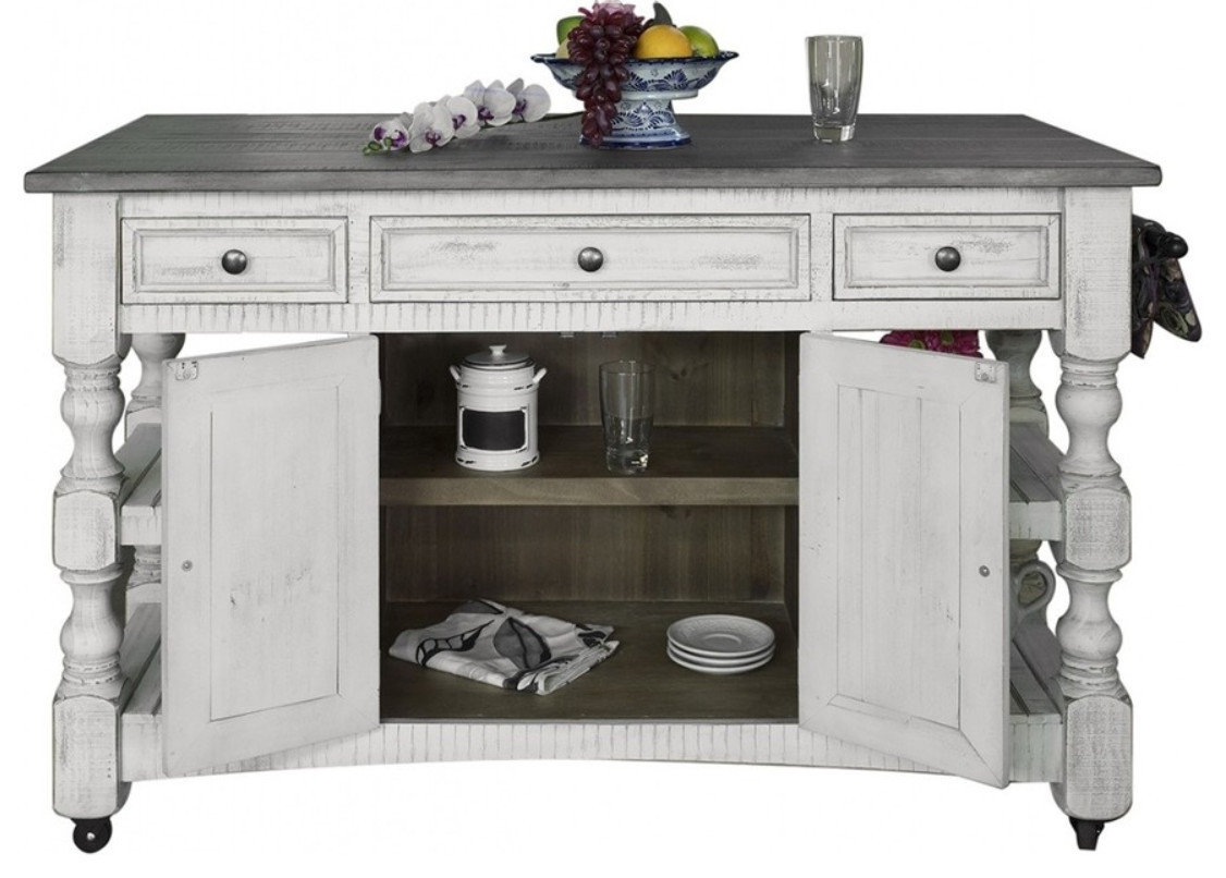 Greenview Rustic Farmhouse Kitchen Island, Solid Wood French Country