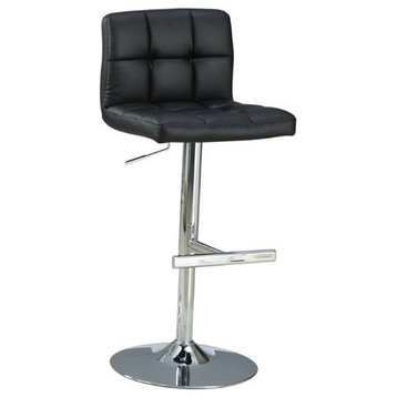Bowery Hill Tufted Adjustable Bar Stool in Black and Chrome